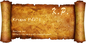 Krupa Pál névjegykártya